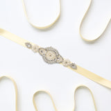 Fashion Pearls Crystals White Cheap Wedding Sashes with Ribbon Accessories Bridal Belt