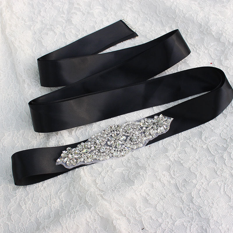 Shiny Diamond Crystal Cheap Wedding Sash with Ribbon Accessories Bridal Belts