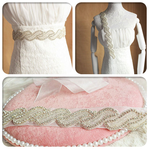 Rhinestone Wedding Sashes with Ribbon Cheap Women Accessories Bridal Belts