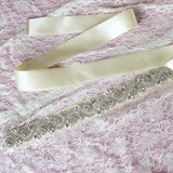 Crystals Rhinestone Ivory Wedding Sashes with Ribbon Women Accessories Bridal Belt