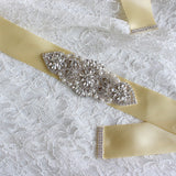 White Wedding Sashes with Ribbon Crystals Rhinestones Women Accessories Bridal Belt