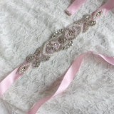 Chic Ivory Wedding Sashes with Ribbon Crystal Pearls Accessories Bridal Belt