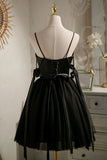 Spaghetti Straps Little Black Dress Simple Homecoming Dresses