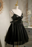 Spaghetti Straps Little Black Dress Simple Homecoming Dresses