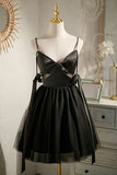 Spaghetti Straps Little Black Dress Simple Homecoming Dresses