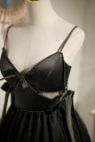 Spaghetti Straps Little Black Dress Simple Homecoming Dresses