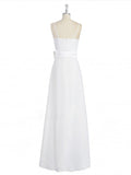 Floor-length Perfect Column Chiffon V-neck Draped Wedding Dresses