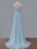 Mint tulle Knee length Spaghetti bridesmaid dresses