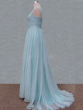 Mint tulle Knee length Spaghetti bridesmaid dresses