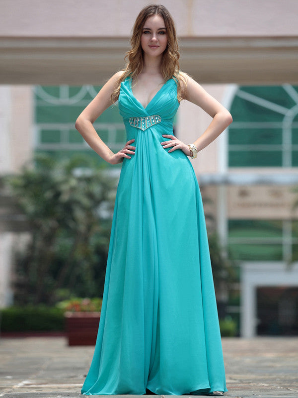 New Fashion V Neck V Back Turquoise Designer Dresses