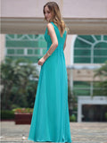 New Fashion V Neck V Back Turquoise Designer Dresses