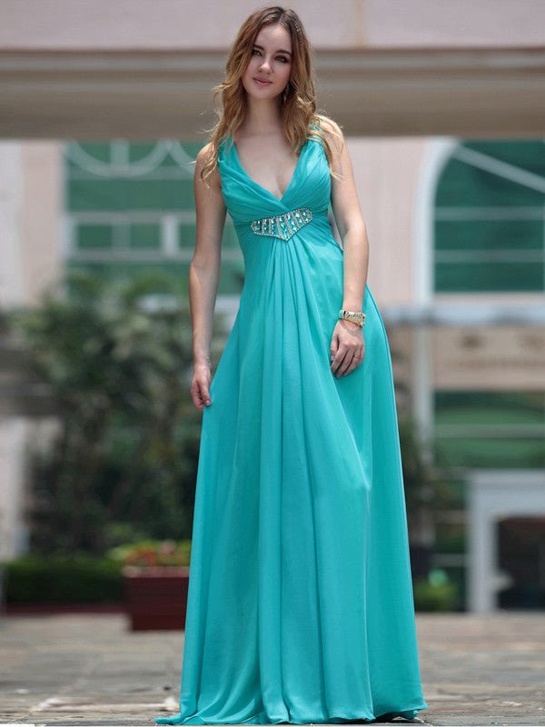 New Fashion V Neck V Back Turquoise Designer Dresses