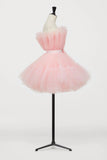 Tulle A-line Cute Strapless Short Homecoming Dress