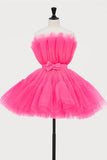 Tulle A-line Cute Strapless Short Homecoming Dress