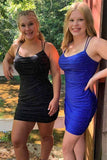 Sequins Chic Spaghetti Straps Tight Sequins Short Prom Dress Homecoming Dress