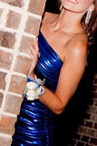 Sparkle Navy Blue Chic One Shoulder Tight Short Prom Dress Homecoming Dress