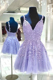 A-line Lace Appliques Keen Length Pretty Short Prom Dresses Homecoming Dresses