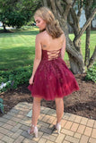 A-line Appliques Tulle Sleeveless Short Prom Dresses Homecoming Dresses