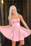 Pink Lace Up Sleeveless A-Line Sweetheart Short Homecoming Dress