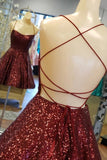 A-Line Sequins Short  Criss Cross Straps  Homecoming Dress