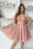 Sweetheart Strapless A-Line Dusty Pink Short Homecoming Dress
