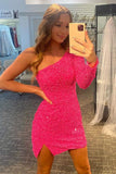 Sparkly Sequins One Shoulder Homecoming Dress