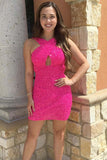 Shinning Sequins Criss Cross Homecoming Dress