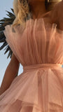 Pink Strapless Sleeveless Short Homecoming Dresses