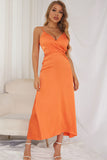 Beach Orange A-line V-neck Spaghetti Straps Homecoming Dresses Prom Dresses