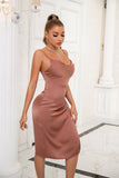 Notched Spaghetti Straps Side Slit Button Homecoming Dresses Prom Dresses