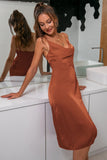 Rust Red V-neck Knee-length Slit Homecoming Dresses Prom Dresses
