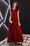 Red Long Party Dress with Featherss Prom Dress Homecoming Dresses