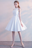 White Party Dress High Neck Sleeveless Elegant Bridesmaid Dress Homecoming Dresses