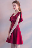 Elegant Bridesmaid Dress Red Prom Dress with Ruffles Homecoming Dresses