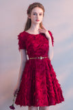 Bridesmaid Dress Scoop Neck Tea-Length Prom Dress Homecoming Dresses