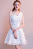 Tea-Length Prom Dress Asymmetric Homecoming Dresses With Tassels