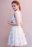 Tea-Length Prom Dress Asymmetric Homecoming Dresses With Tassels