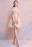 Pink Spaghetti Straps Off-The-Shoulder Zipper Short Prom Dress Homecoming Dress