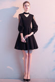 Black Banquet V Neck Tulle 3/4 Sleeves Lace Prom Dress Short Homecoming Dresses