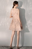Pink Sleeveless Fairy Tulle Prom Dress Short Homecoming Dresses