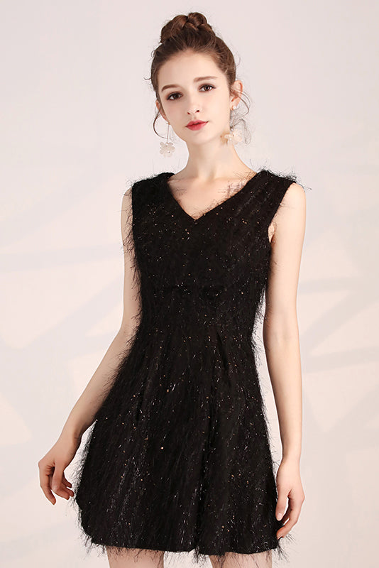 Black Sleeveless Fairy Tulle Prom Dress Short Homecoming Dresses