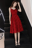 Red A-Line Spaghetti Straps Scoop Neck Homecoming Dresses With Tassels