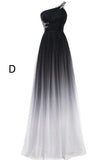 One Shoulder Ombre Chiffon Backless New Evening Gowns Prom Dress