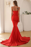 Red Mermaid Strapless Split Thigh Long Prom Dress Women Dresses