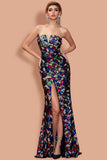 New Arrival Strapless Colorful Seqin Prom Dresses Long Party Dress