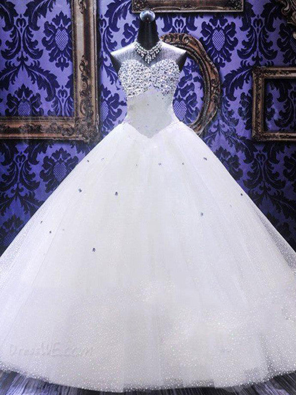 Beaded Strapless Luxurious A Line Princess Wedding Dress Gowns
