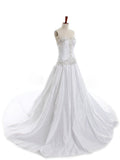 Beaded A Line Sweetheart Long Wedding Bride Dresses