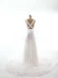 Tulle A-line Jewel Wedding Dress with Lace Applique