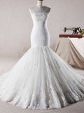 Tulle Lace Strapless Mermaid Trumpet Bridal Wedding dresses