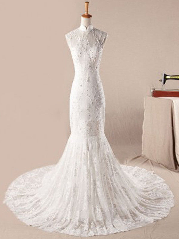 Sweep Train Chiffon Simple A-line Strapless Wedding Dress with Beads and Pleats